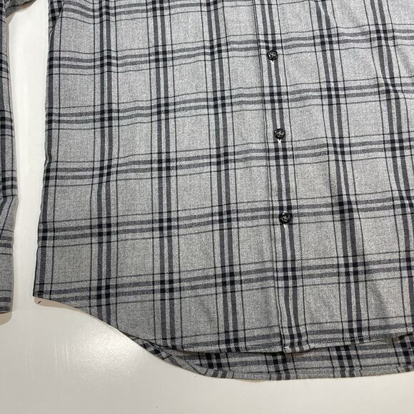 BONOBOS Men’s Plaid Gray Black Checks Long Sleeve Cotton Shirt Sz Medium - Picture 2 of 8